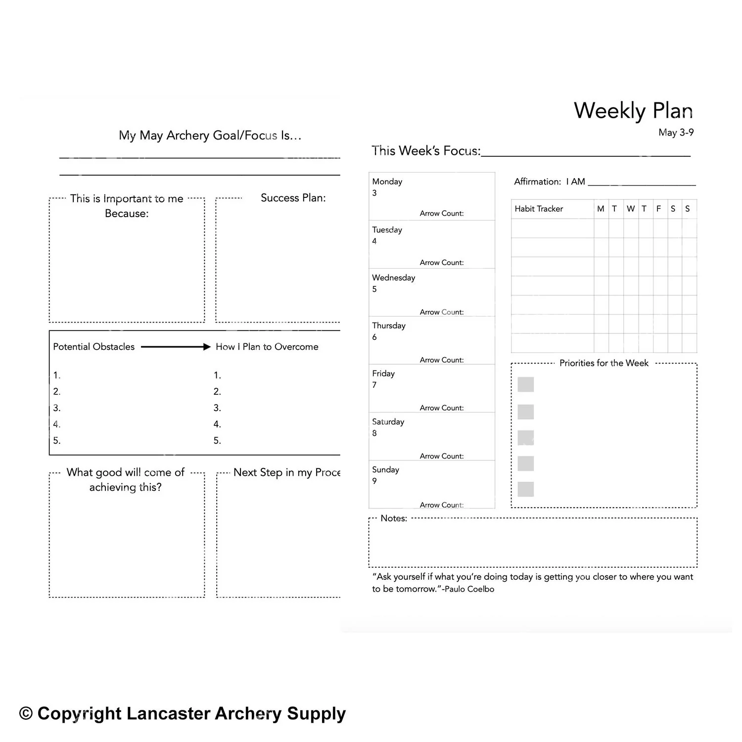 2021 Kaminski Archery Performance Planner - Image 5